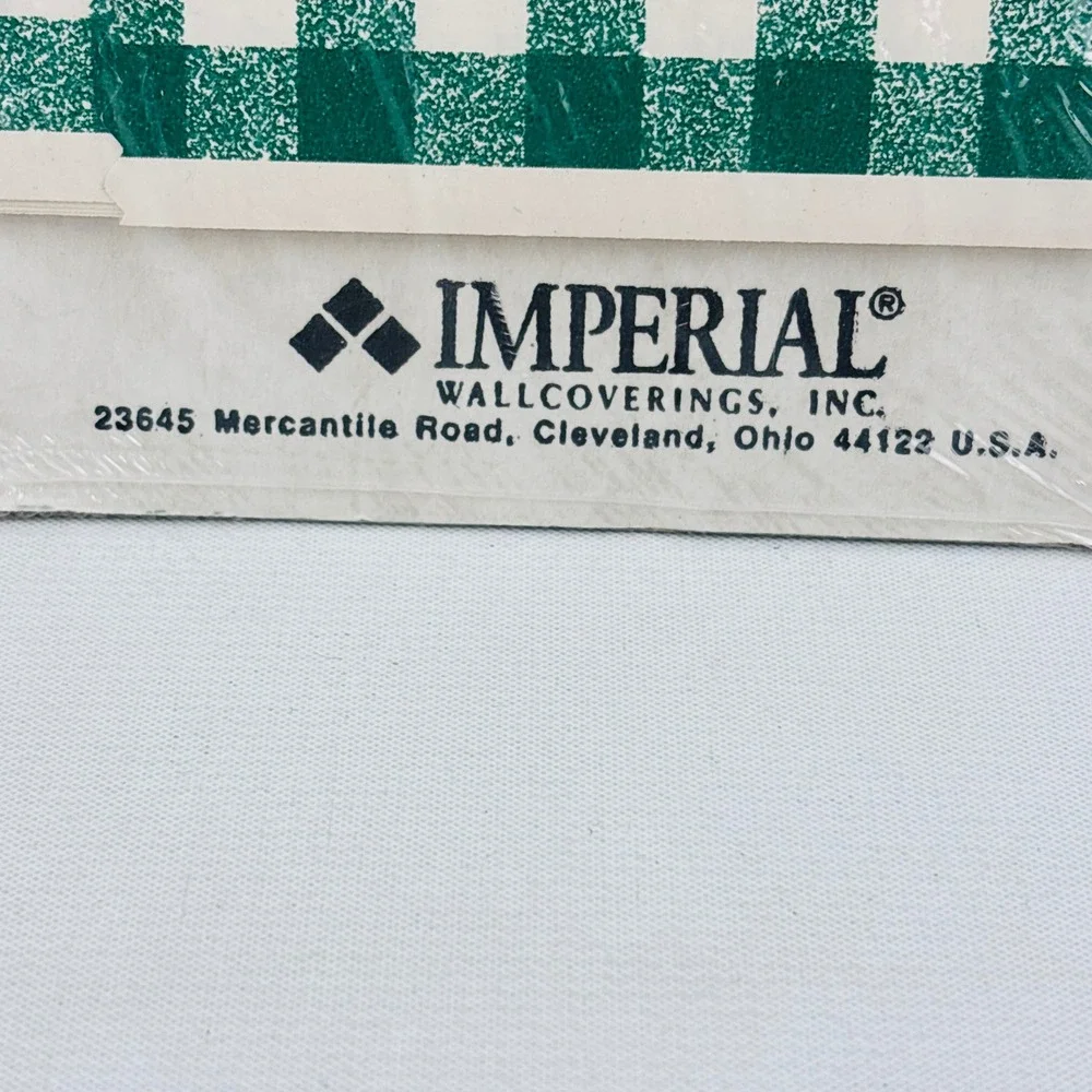 Vintage Imperial Apple A Day Wallpaper Border Green Gingham 5 Yards Cecil Saydah